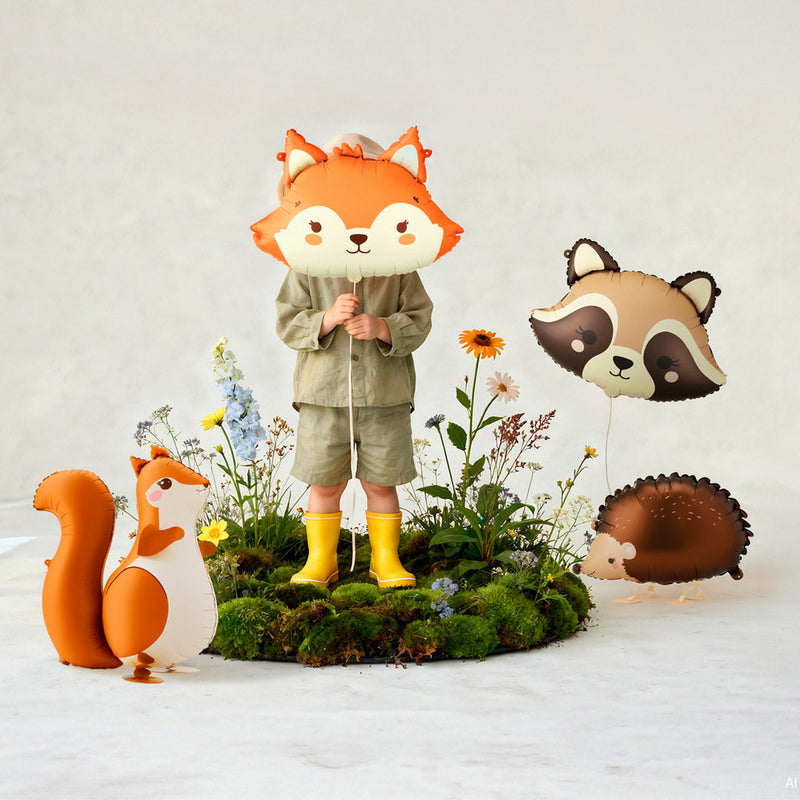Globos foil animales del bosque para cumpleaños infantil