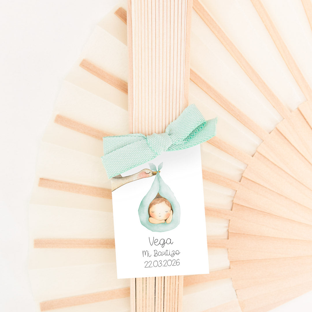 Abanico de Madera para Invitados de Bautizo