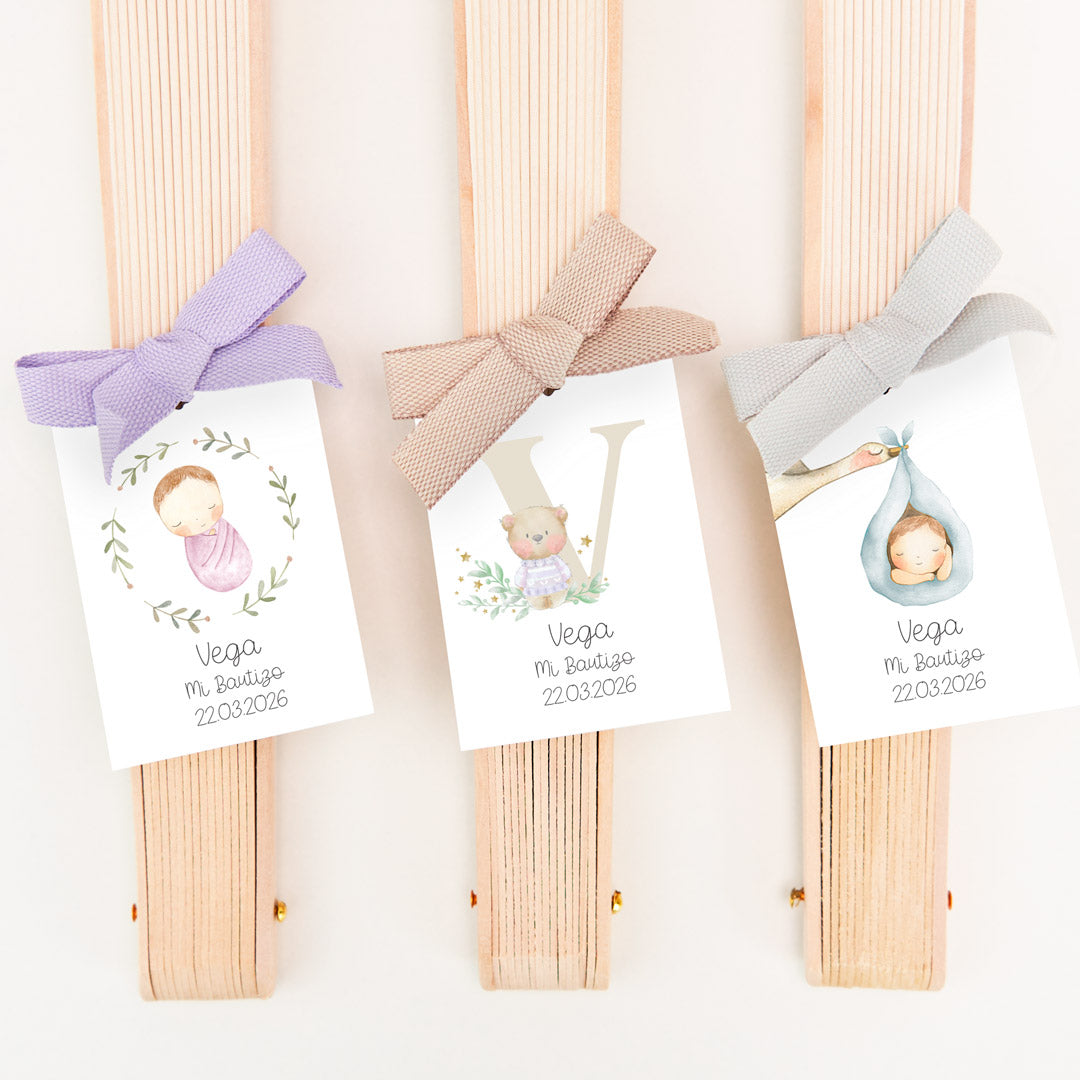 Abanico de Madera para Invitados de Bautizo