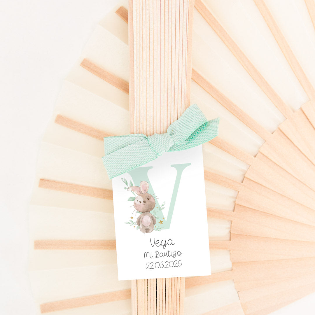 Abanico de Madera para Invitados de Bautizo