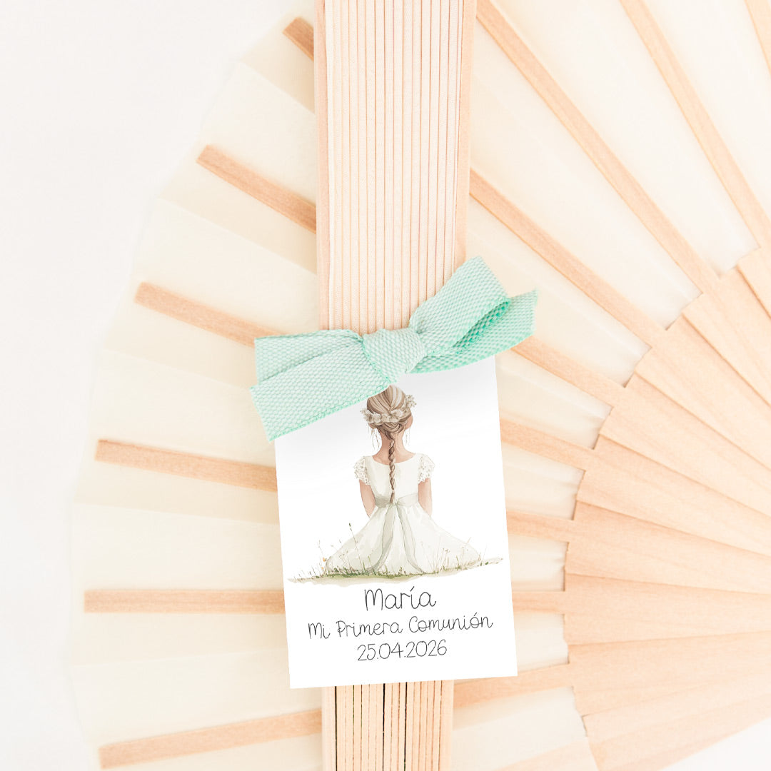 Abanico de Madera para Invitados de Comunión