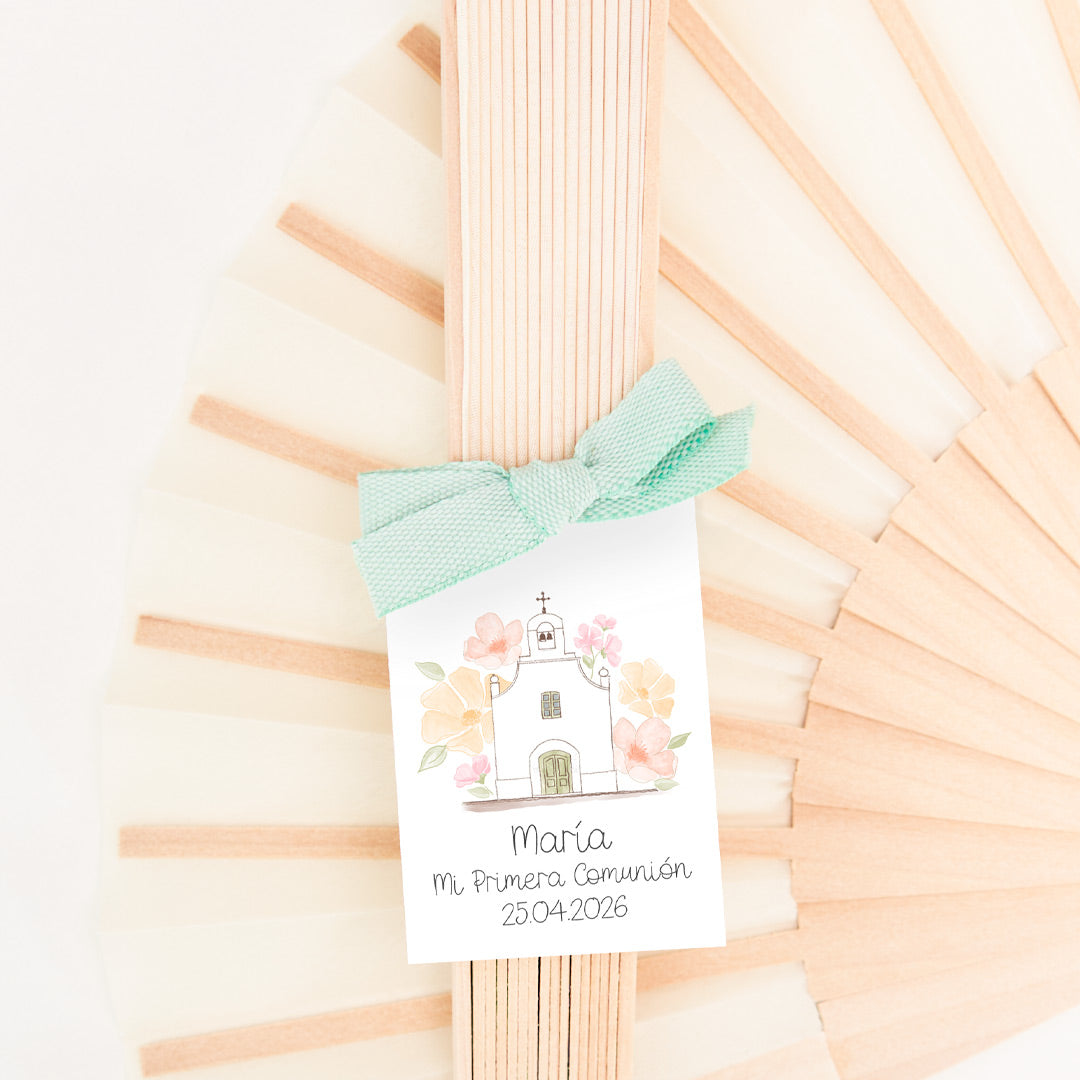 Abanico de Madera para Invitados de Comunión
