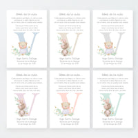 Tarjeta para invitados de bautizo que acompaña a la pulsera y llavero árbol de la vida. Diseño de la colección Inicial. 