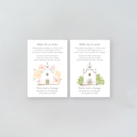 Tarjeta Árbol de la Vida de la Colección Iglesia para Comunión que acompaña a la pulsera y el llavero. 