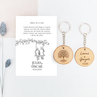 Llavero árbol de la vida de la colección Susurros con diseño de chicos para invitados de Boda