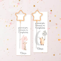 Bengala Estrella con Tarjeta para Invitados de Cumpleaños