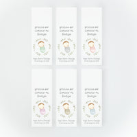 Bengalas estrella con tarjeta de la colección Rosco Bebé en distintos colores para bautizo