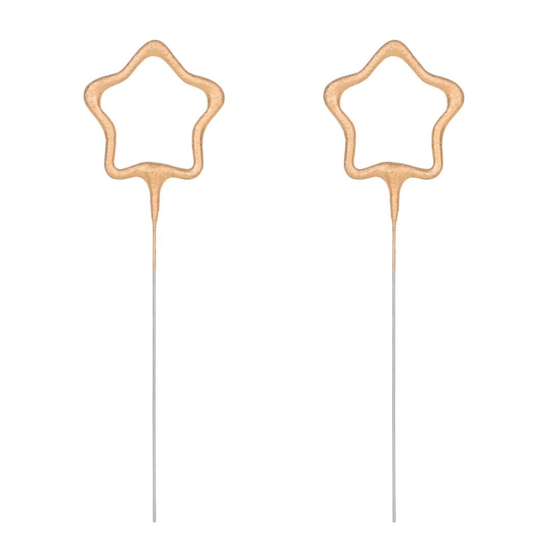 Bengalas con Forma de Estrella Doradas | 16,5 cm (Pack 2 uds.)