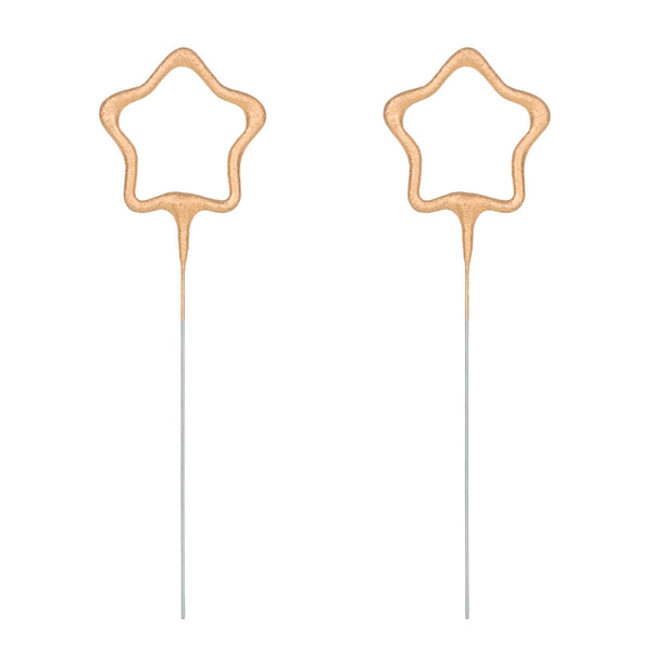 Bengalas con Forma de Estrella Doradas | 16,5 cm (Pack 2 uds.)