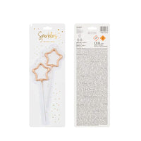 Bengalas con Forma de Estrella Doradas | 16,5 cm (Pack 2 uds.)
