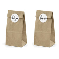 Bolsas de papel kraft con pegatina blanca thank you. Pack de 6 para detalles de boda, bautizo o comunión.