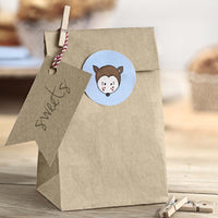 Bolsas kraft Woodland con pegatinas de animales. Pack de 6 para chuches, fiestas infantiles y pequeños regalos.