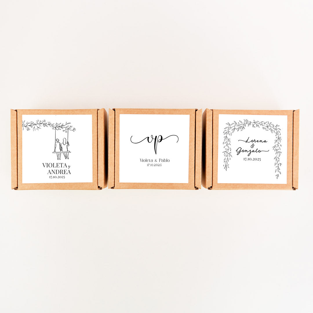 Caja Kraft Personalizada para Detalles de Boda