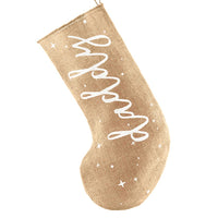 Calcetín de Navidad de yute con texto Daddy en blanco