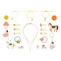 Accesorios sorpresa del calendario de adviento: horquillas, pulseras, collar y llavero