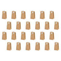 Conjunto del Kit de 24 bolsas de papel kraft con estrellas numeradas y pinzas de madera para calendario de adviento