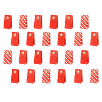 Kit de 24 bolsas de papel rojas con pegatinas doradas numeradas para calendario de adviento