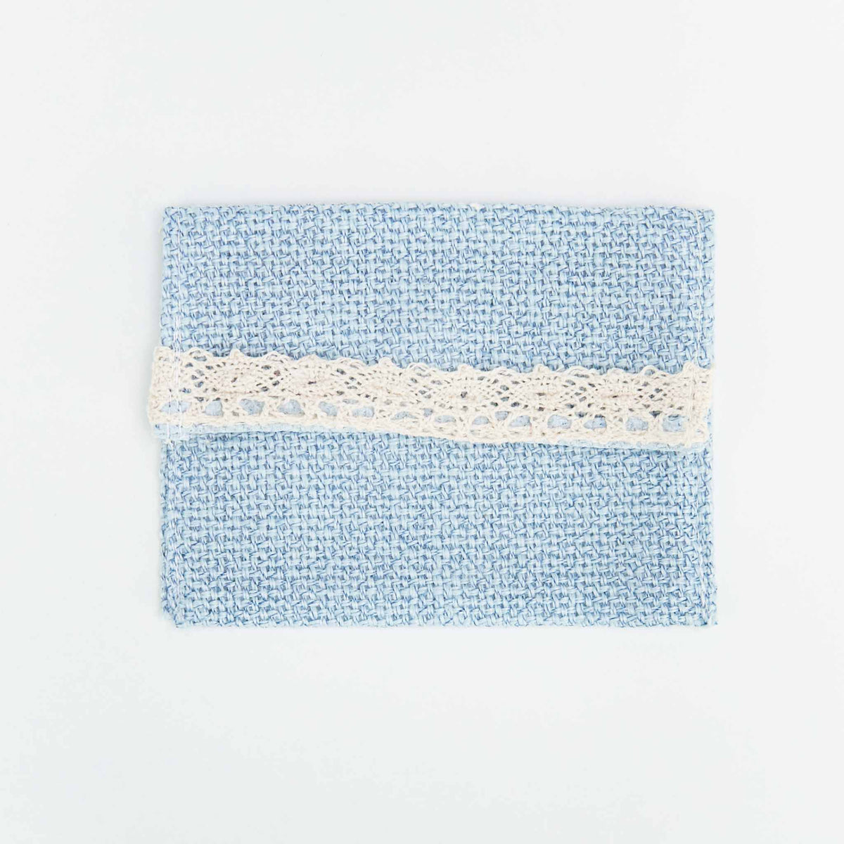 Cartera de yute en color azul. 