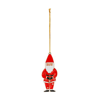Detalle del colgante metálico con forma de Papá Noel, estampado a color, 10 cm