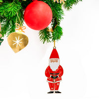 Colgante metálico con forma de Papá Noel, estampado a color, 10 cm