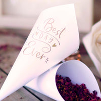 Conos para confeti y arroz best day ever