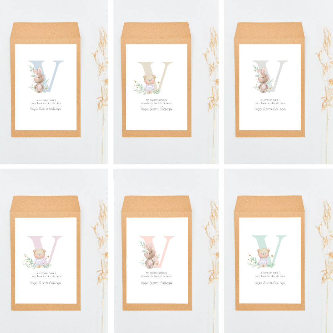 opciones de color de la bolsa de la pulsera corazón para invitados de bautizo de la colección Inicial