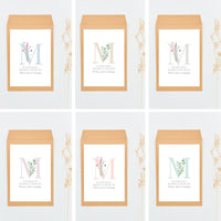 Opciones de diseño, de la colección inicial, para los sobres de las pulseras corazón para invitados de comunión.