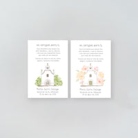 Tarjeta para invitados de comunión que acompaña a la pulsera corazón. Diseño de la colección Iglesia. 