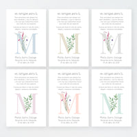 Tarjeta para invitados de comunión que acompaña a la pulsera corazón. Diseño de la colección Inicial. 