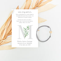 Pulsera cruz con tarjeta de la colección inicial para invitados de comunión. 