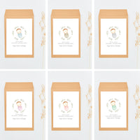 Opciones de diseño para los sobres de las pulseras cruz de la colección rosquito bebé para invitados de bautizo.