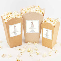 Cubo Personalizado para Mesa Dulce de Comunión. Diseño Flores y Niña con trenza. 