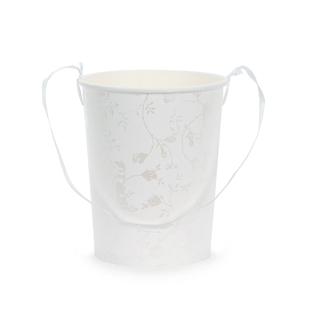 Cubo para Pétalos de Flores Blanco con Estampado Floral – Boda