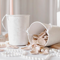 Cubo para Pétalos de Flores Blanco con Estampado Floral – Boda