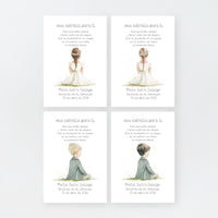 Tarjeta para invitados de comunión que acompaña a la pulsera infantil estrella . Diseño de la colección Boho. 