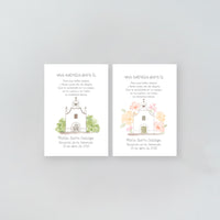 Tarjeta para invitados de comunión que acompaña a la pulsera infantil estrella . Diseño de la colección Iglesia. 