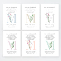 Tarjeta para invitados de comunión que acompaña a la pulsera infantil estrella . Diseño de la colección Inicial. 