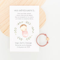 Pulsera Estrella para Niños con Tarjeta para Invitados de Bautizo
