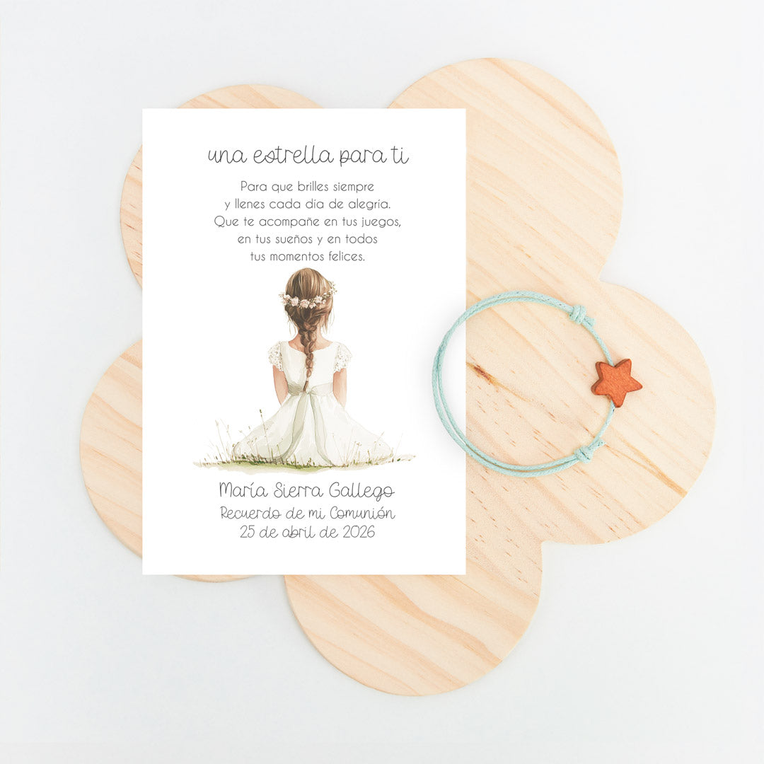 Pulsera Estrella para Niños con Tarjeta para Invitados de Comunión