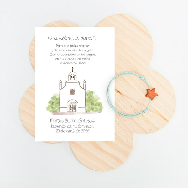 Pulsera Estrella para Niños con Tarjeta para Invitados de Comunión