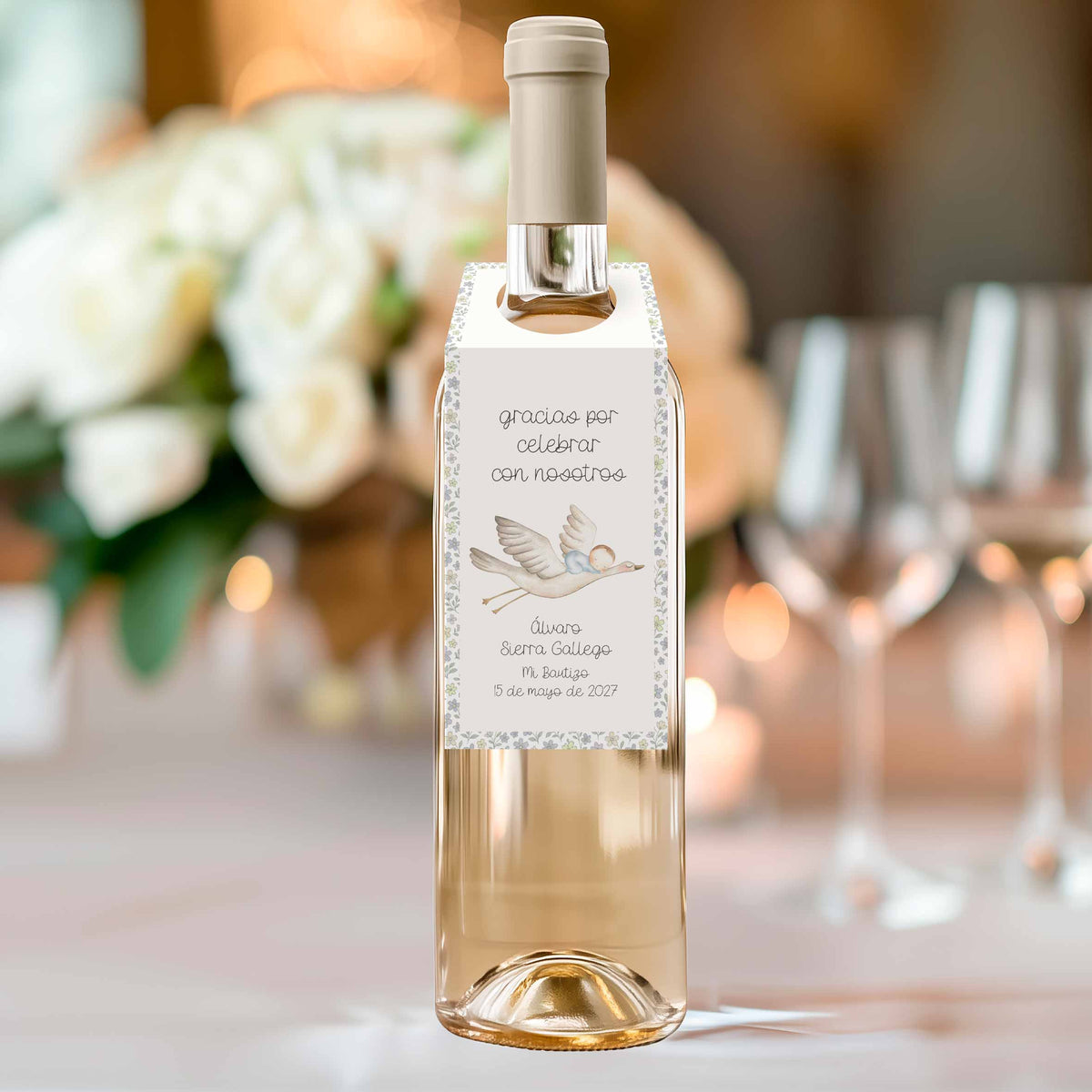 Decoración de Botellas Personalizadas para Bautizo – Packs de 4 o 8 uds