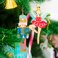 Set de 12 etiquetas de regalo navideñas: Cascanueces, bailarina, copo de nieve y caramelo