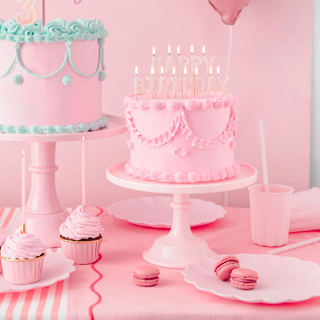 Expositor de Dulces con Pedestal – Azul, Beige o Rosa