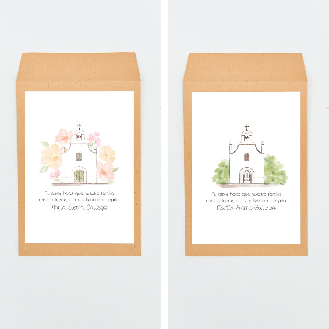 bolsas personalizadas como envoltorio individual de las pulseras y llaveros family de la colección de comunión iglesia