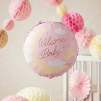 Globo foil Welcome Baby rosa pastel