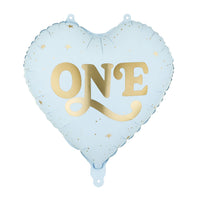 Globo corazón One azul para cumpleaños de 1 año