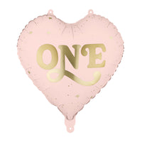 Globo foil corazón One rosa para primer cumpleaños