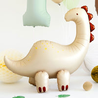 Globo foil XL brontosaurio de pie en beige dorado con detalles cobre y terracota 91x85 cm