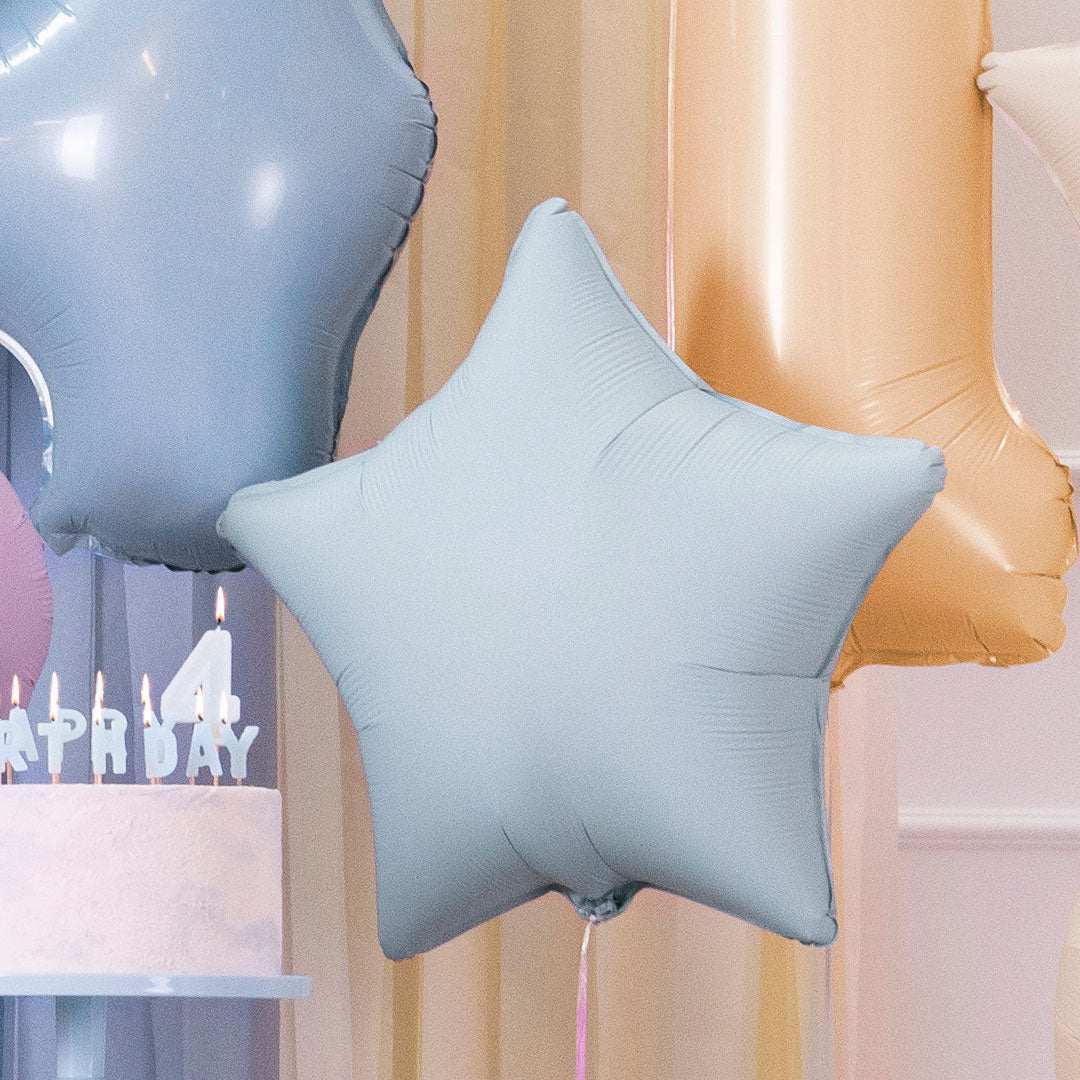 Globo de Foil Estrella Mate – Azul, Beis, Lila, Rosa o Verde (48 cm)