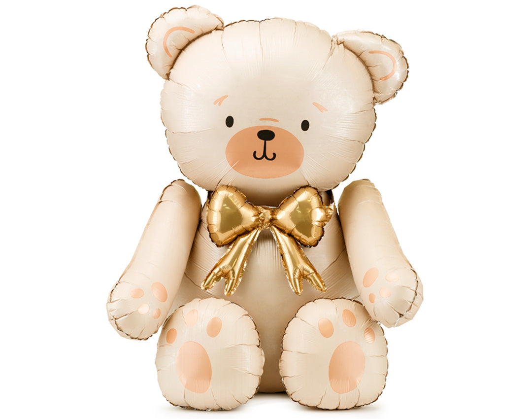 Globo foil XL de oso crema para cumpleaños infantil